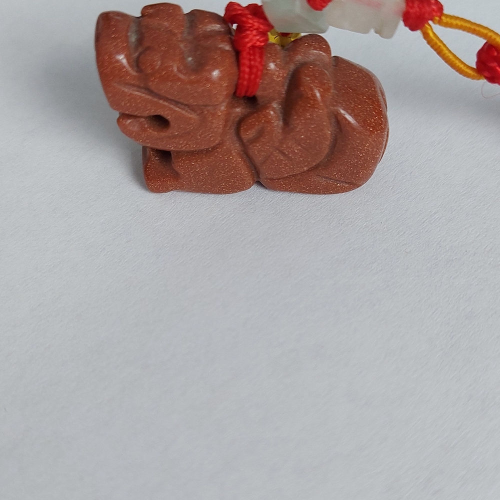 Sunstone Gemstone Chinese Purse Phone Charm Dragon - Picture 3 of 8